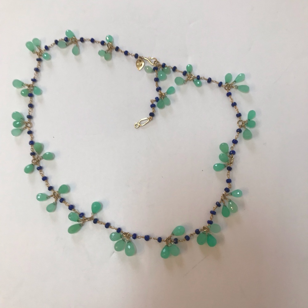 Rare Vintage  ME&RO Chalcedony Lapis Luzali  18K necklace.